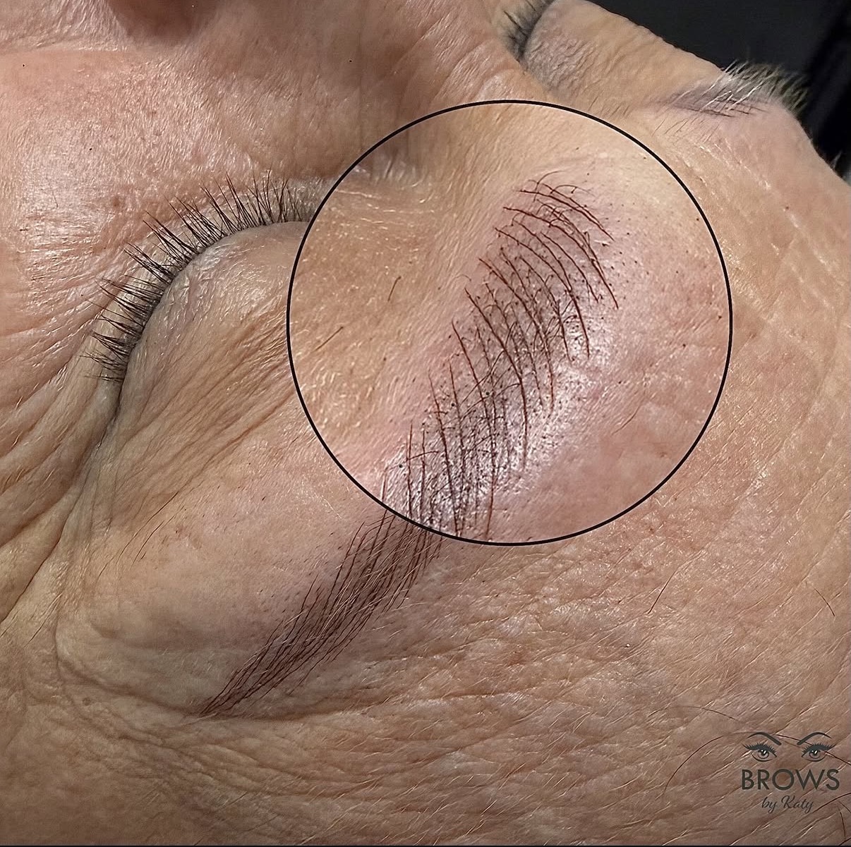 Fresh microblading hair-strokes close-up Royal Palm Beach FL
