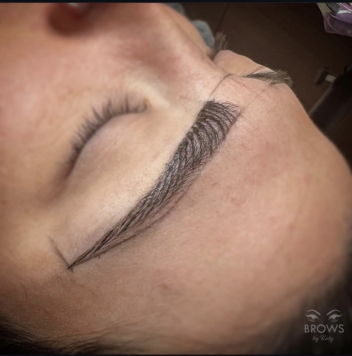 Microblading hair-stroke close-up first session Royal Palm Beach FL