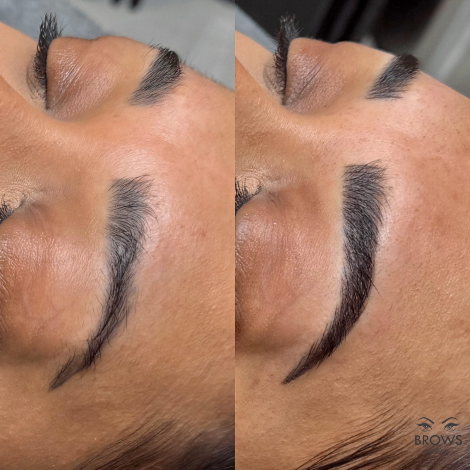 Microblading precision arch detail before and after Wellington FL