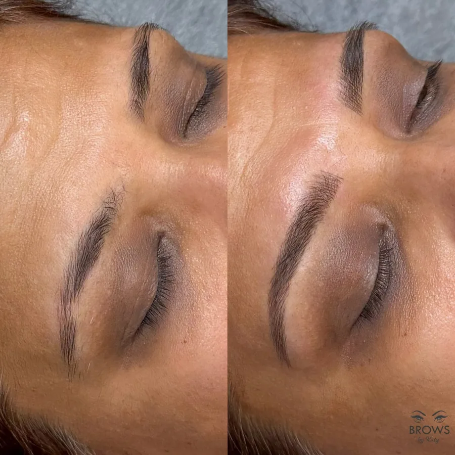 Before and after — brow work by Katy at Brows by Katy, Wellington FL