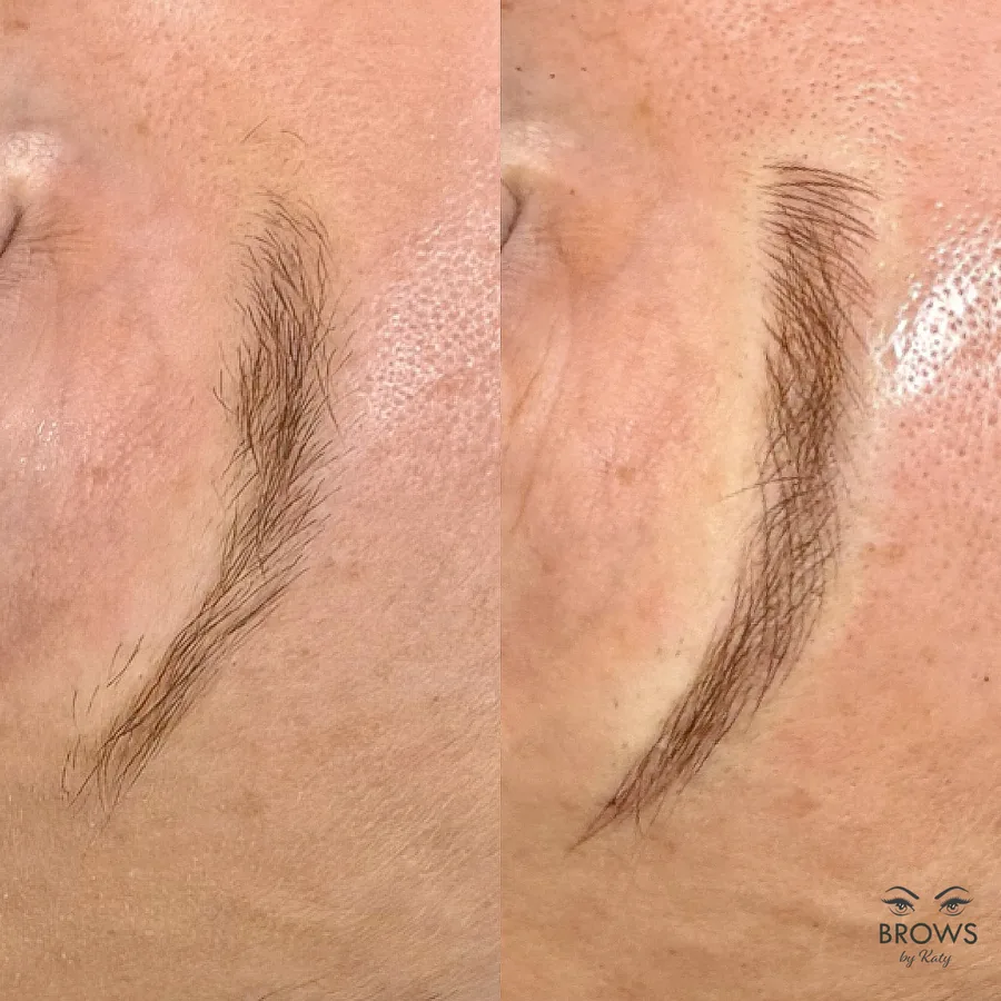 Before and after — brow work by Katy at Brows by Katy, Wellington FL