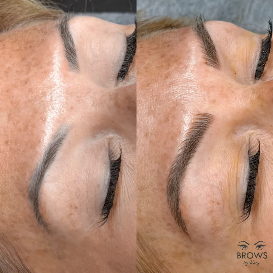 Before and after — brow work by Katy at Brows by Katy, Wellington FL
