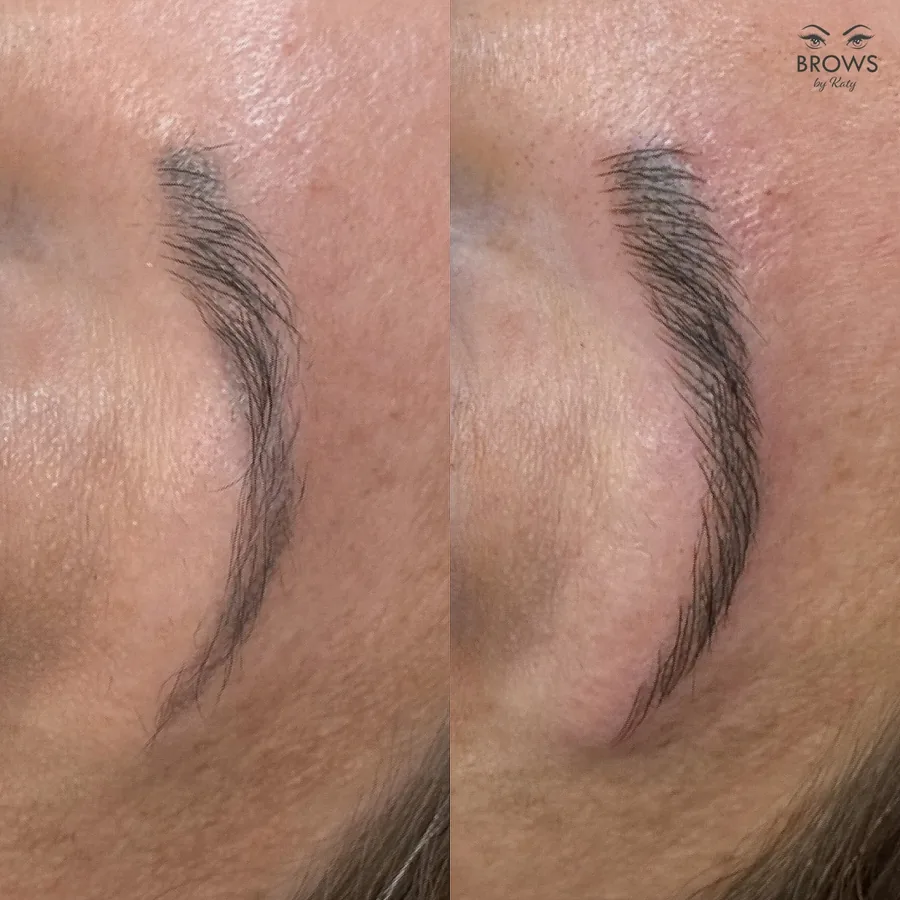 Before and after — brow work by Katy at Brows by Katy, Wellington FL