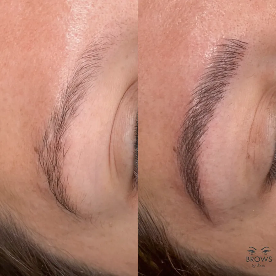 Before and after — brow work by Katy at Brows by Katy, Wellington FL