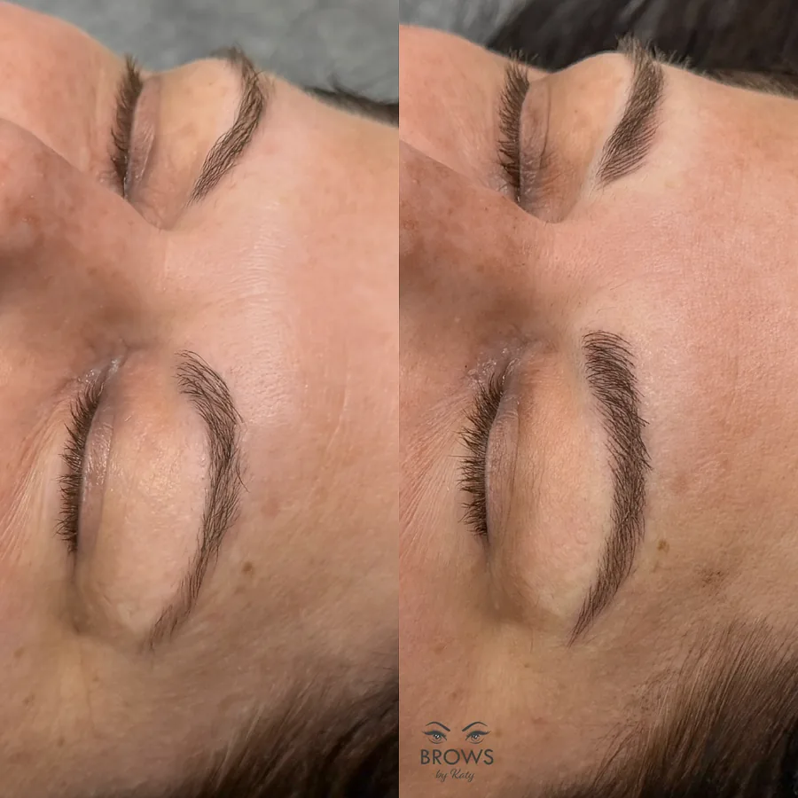 Before and after — brow work by Katy at Brows by Katy, Wellington FL