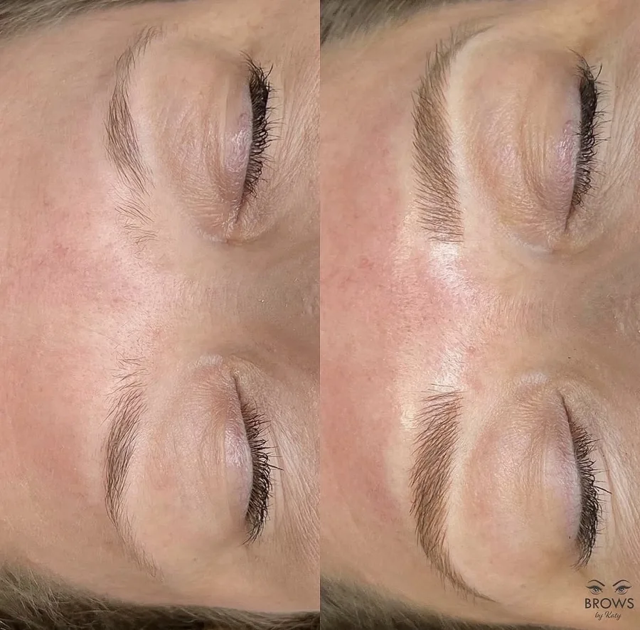 Before and after — brow work by Katy at Brows by Katy, Wellington FL