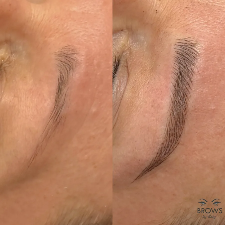 Before and after — brow work by Katy at Brows by Katy, Wellington FL