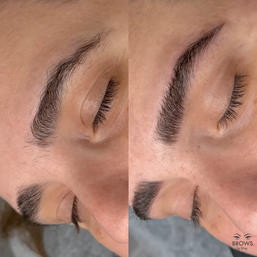 Before and after — brow work by Katy at Brows by Katy, Wellington FL