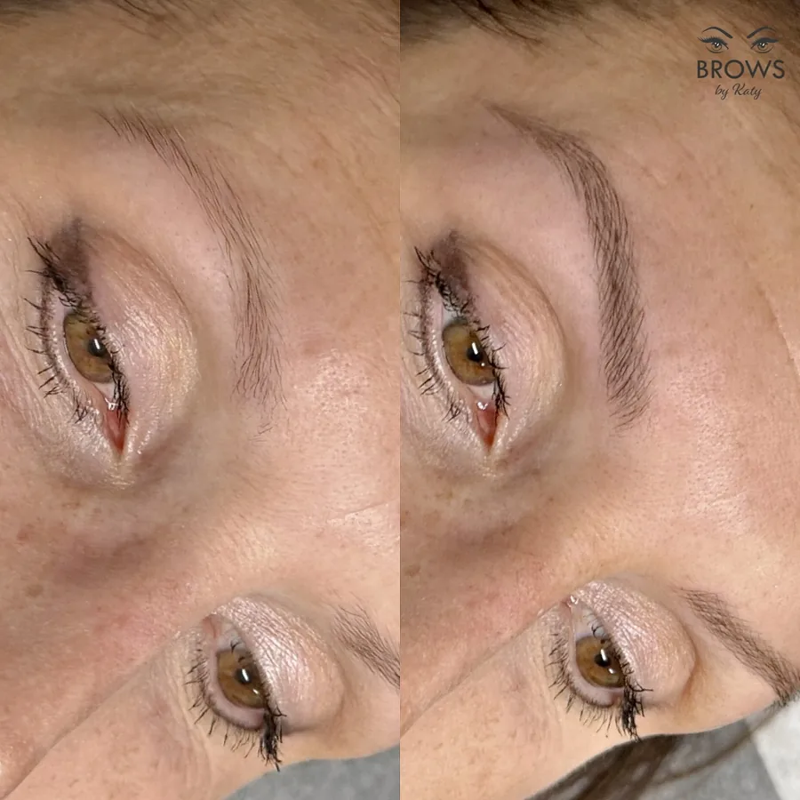 Before and after — brow work by Katy at Brows by Katy, Wellington FL