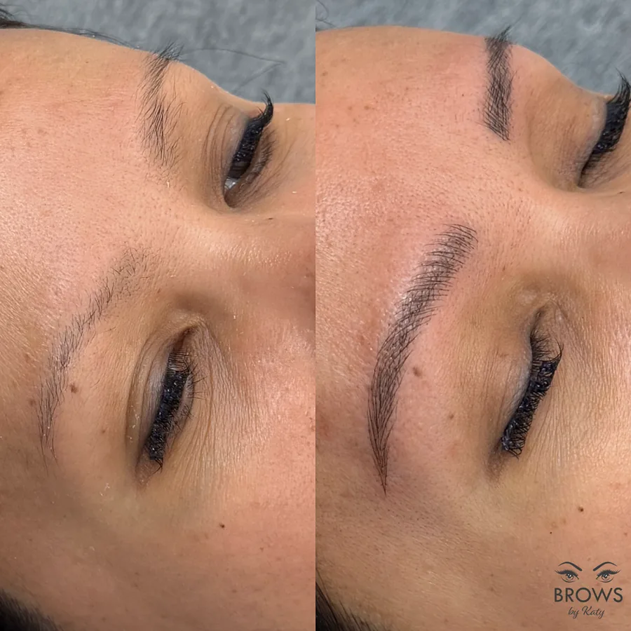 Before and after — brow work by Katy at Brows by Katy, Wellington FL