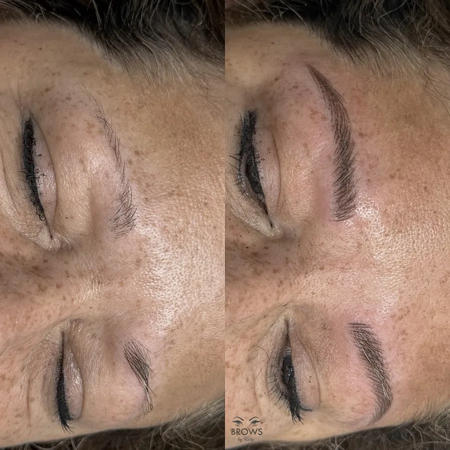 Before and after — brow work by Katy at Brows by Katy, Wellington FL