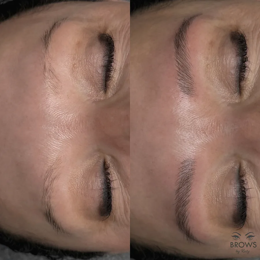 Before and after — brow work by Katy at Brows by Katy, Wellington FL