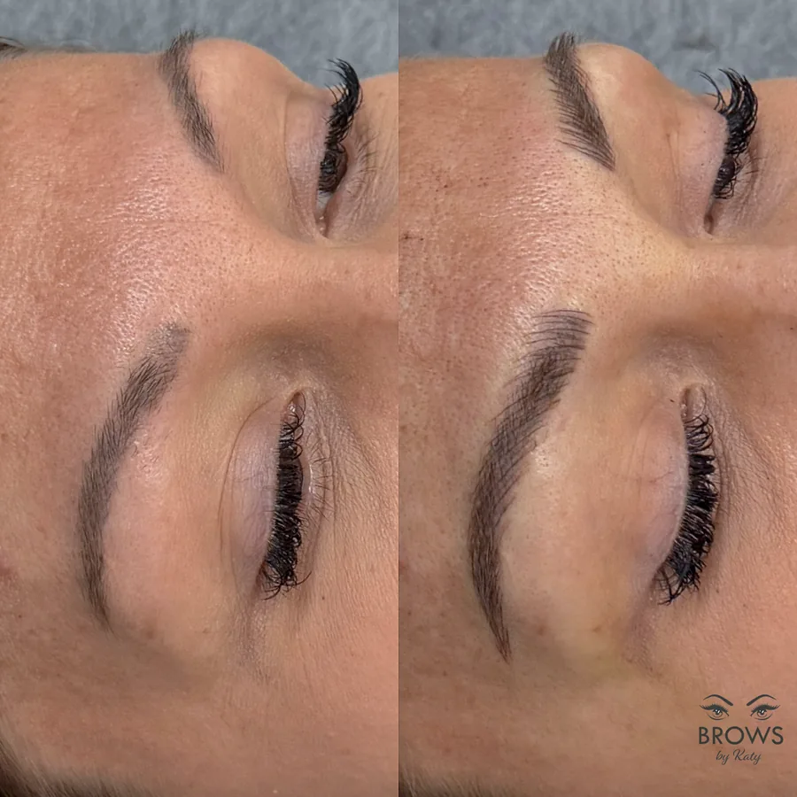 Before and after — brow work by Katy at Brows by Katy, Wellington FL