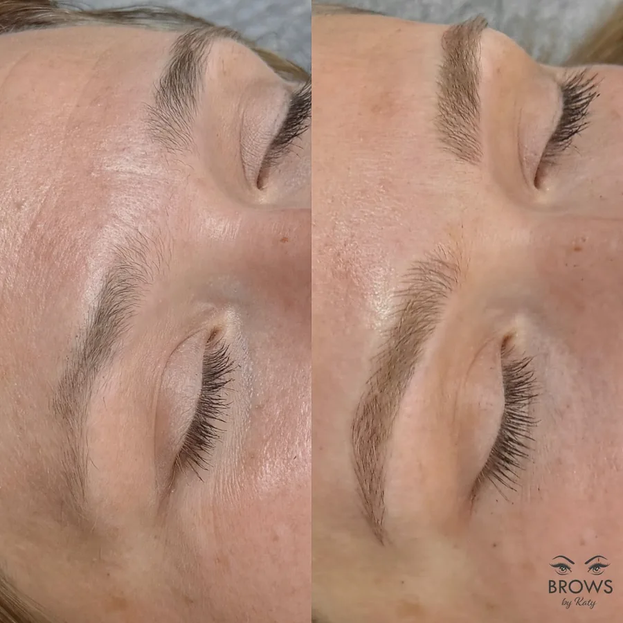 Before and after — brow work by Katy at Brows by Katy, Wellington FL