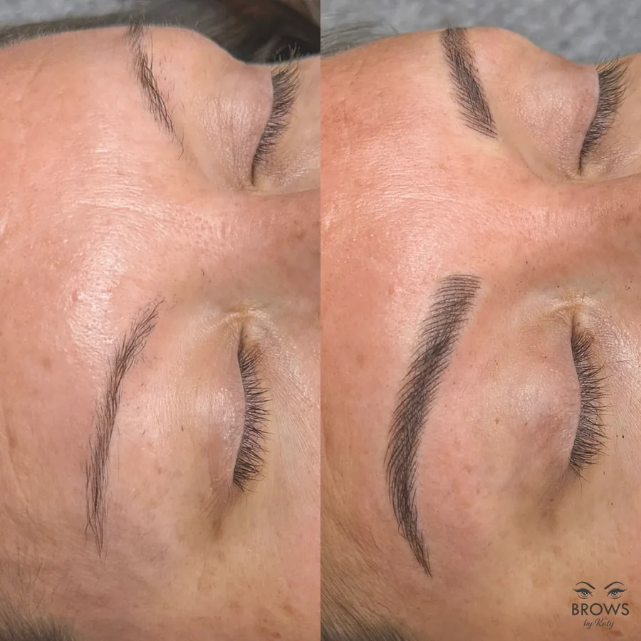Before and after — brow work by Katy at Brows by Katy, Wellington FL