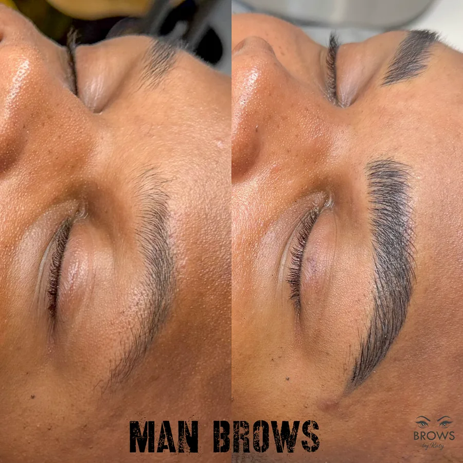 Before and after — brow work by Katy at Brows by Katy, Wellington FL