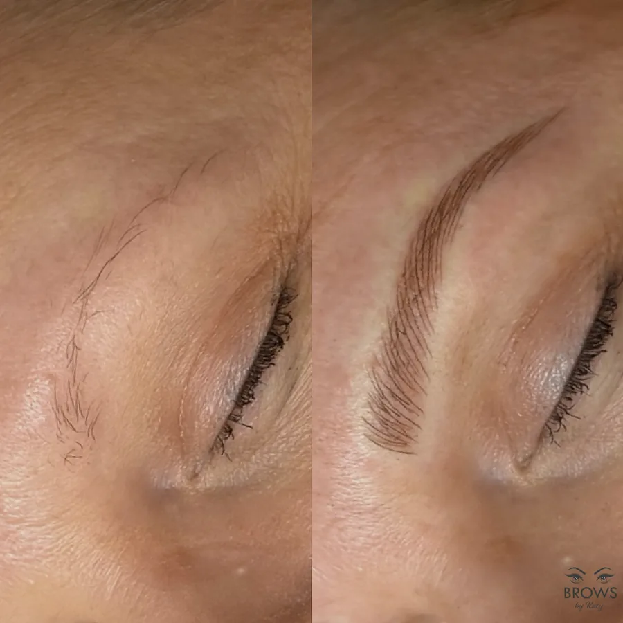 Before and after — brow work by Katy at Brows by Katy, Wellington FL