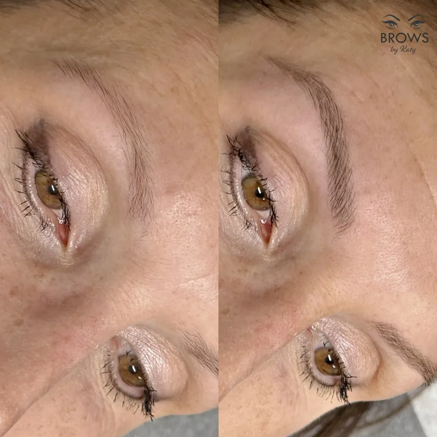 Before and after — brow work by Katy at Brows by Katy, Wellington FL