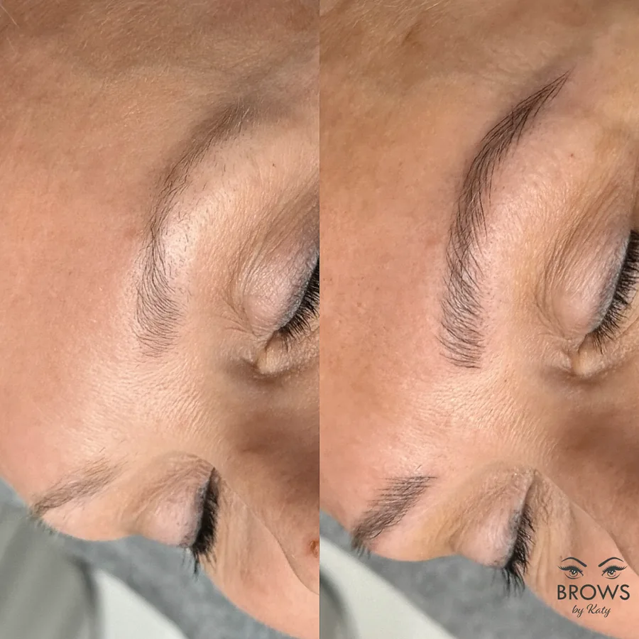 Before and after — brow work by Katy at Brows by Katy, Wellington FL