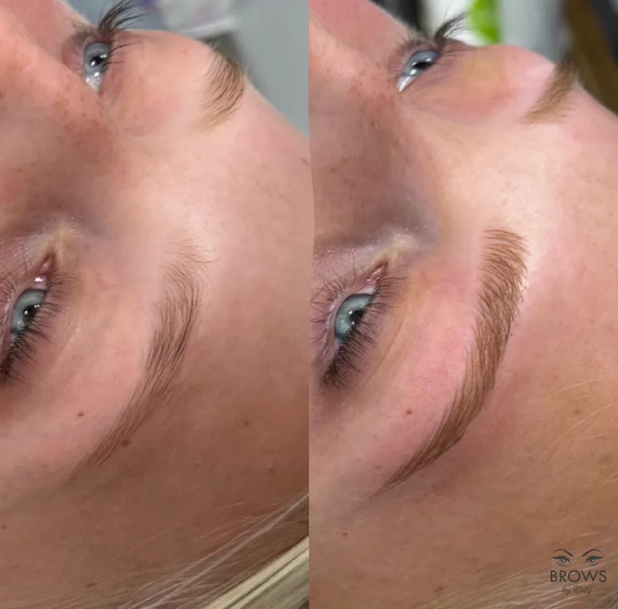 Before and after — brow work by Katy at Brows by Katy, Wellington FL