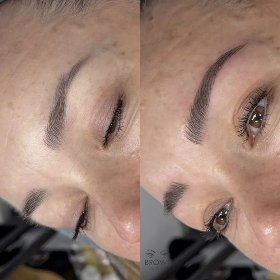 Before and after — brow work by Katy at Brows by Katy, Wellington FL