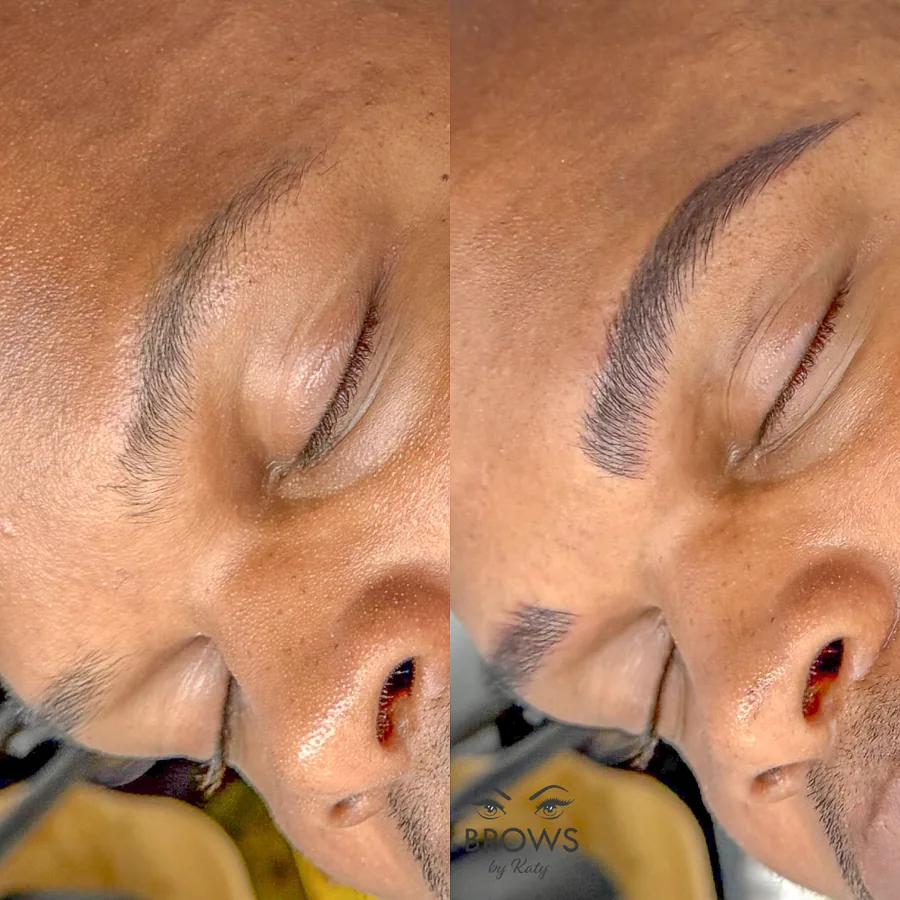 Before and after — brow work by Katy at Brows by Katy, Wellington FL