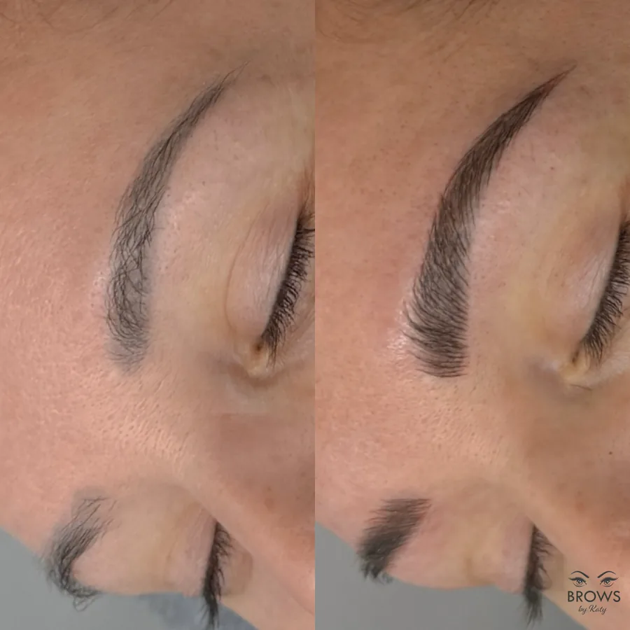 Before and after — brow work by Katy at Brows by Katy, Wellington FL