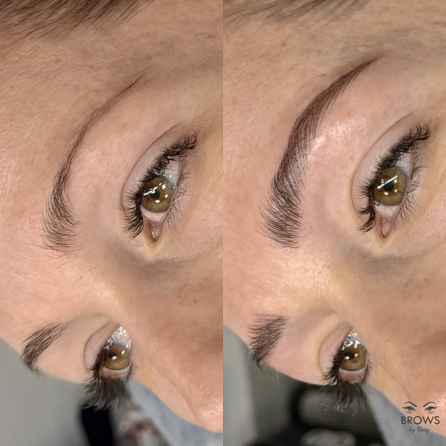 Before and after — brow work by Katy at Brows by Katy, Wellington FL