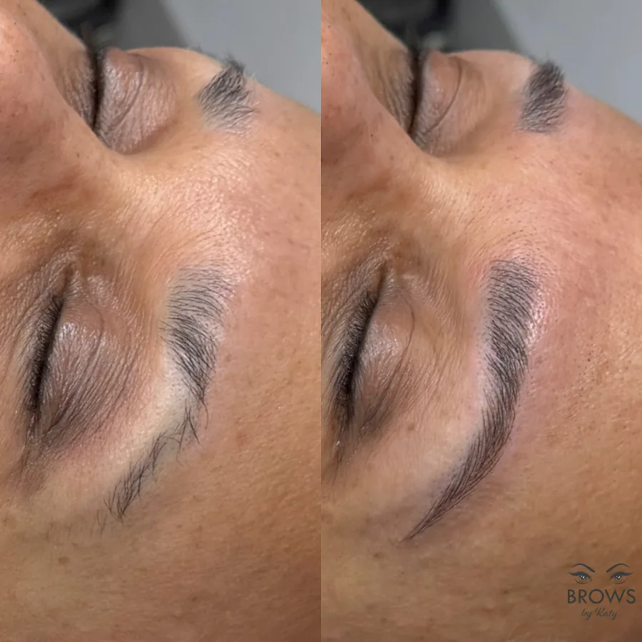 Before and after — brow work by Katy at Brows by Katy, Wellington FL