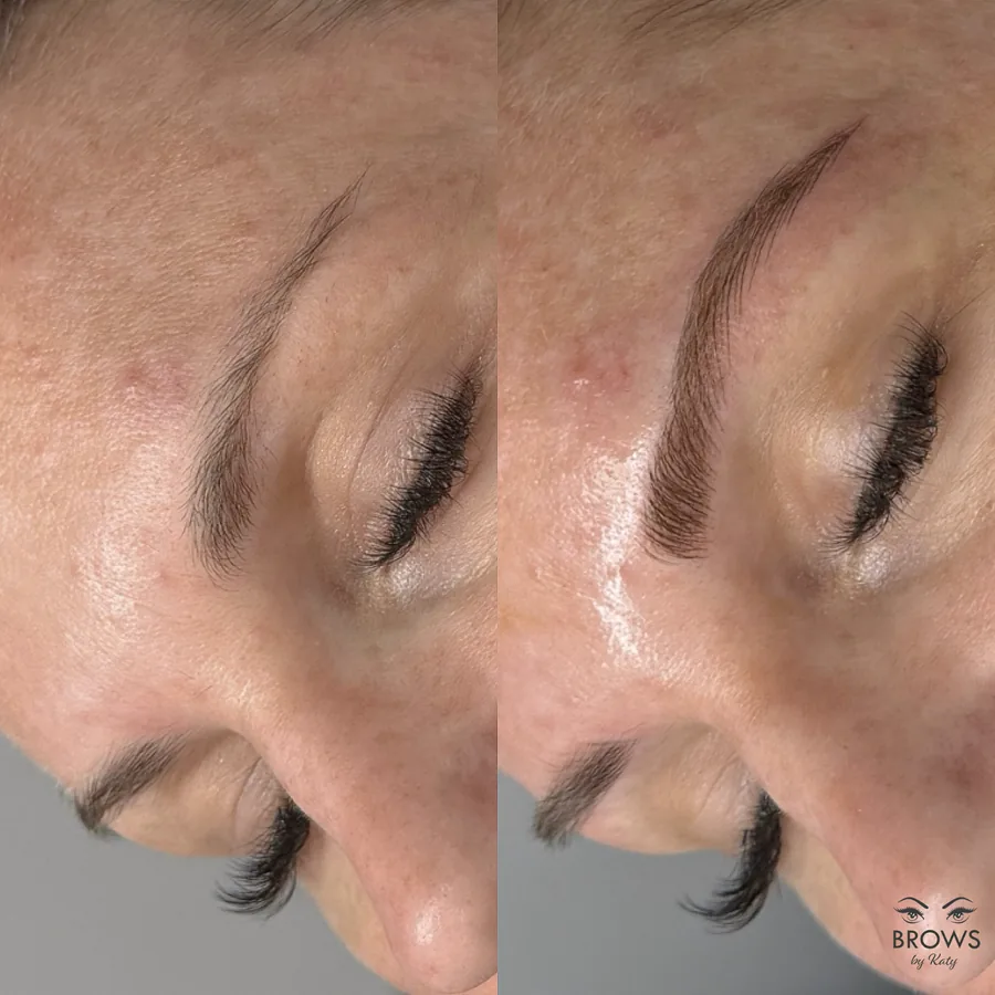 Before and after — brow work by Katy at Brows by Katy, Wellington FL