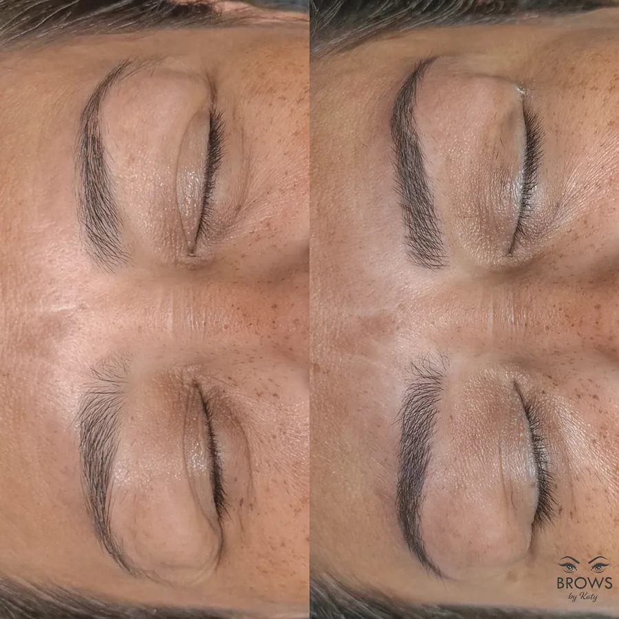 Before and after — brow work by Katy at Brows by Katy, Wellington FL
