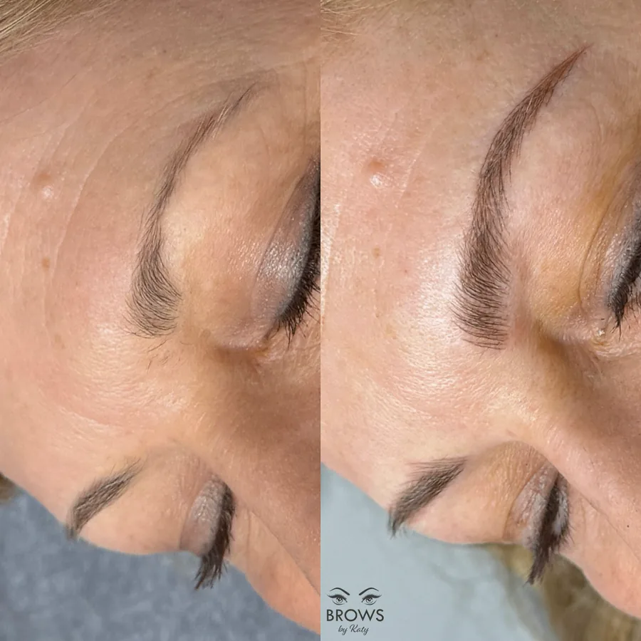 Before and after — brow work by Katy at Brows by Katy, Wellington FL