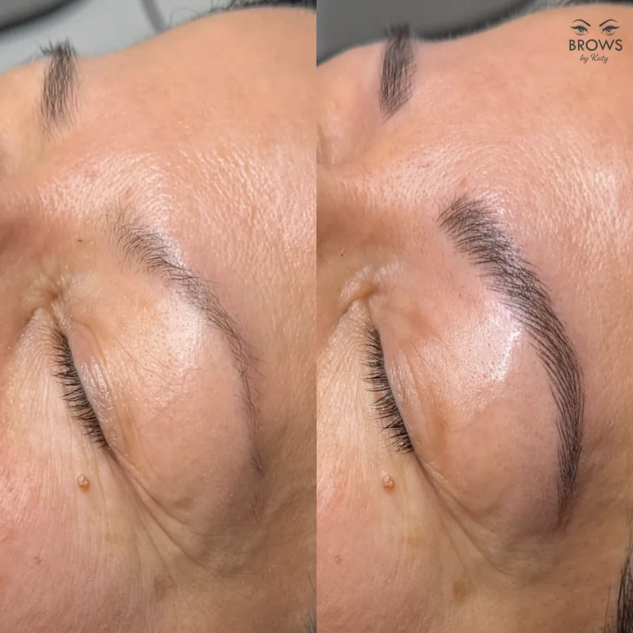 Before and after — brow work by Katy at Brows by Katy, Wellington FL